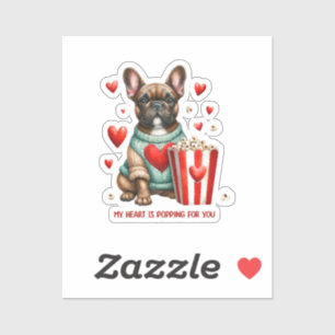 Cute French Bulldog Valentines Day heart Sticker