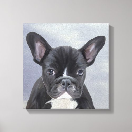 Cute French Bulldog Water Color Art Painting Canvas Print