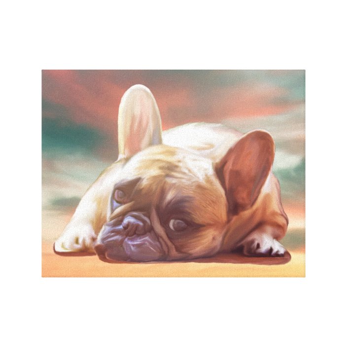 Cute French Bulldog Water Color Art Painting Canvas Print Zazzle