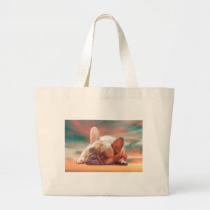 Cute French Bulldog Water Color Art Painting Large Tote Bag