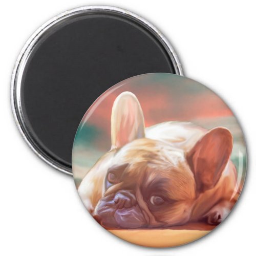 Cute French Bulldog Water Color Art Painting Magnet