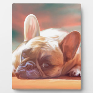 Cute French Bulldog Water Color Art Painting Plaque