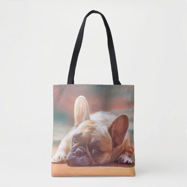Cute French Bulldog Water Color Art Painting Tote Bag (Front)