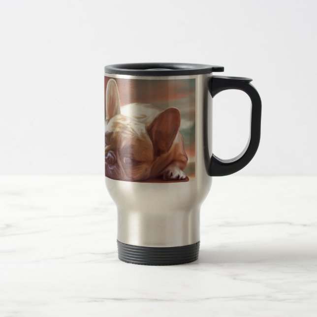 Cute French Bulldog Water Color Art Painting Travel Mug (Right)
