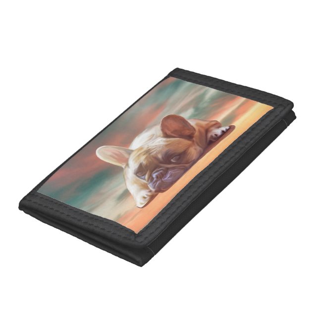 Cute French Bulldog Water Color Art Painting Trifold Wallet (Bottom)