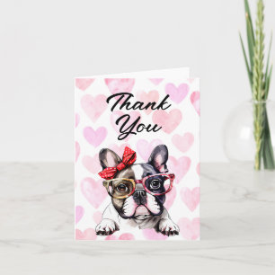 Cute French Bulldog Watercolor Thank You Card