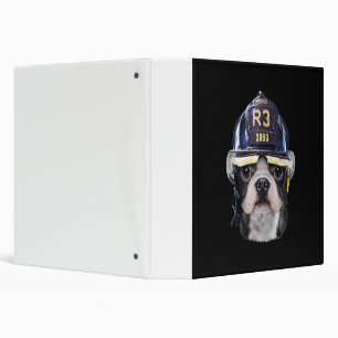 Cute French Bulldog Wearing Firefighter Helmet 3 Ring Binder
