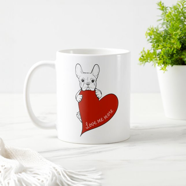 Cute French Bulldog with a Red Heart Coffee Mug (Creator Uploaded)