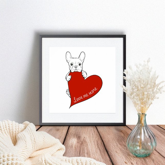 Cute French Bulldog with a Red Heart Poster (Creator Uploaded)