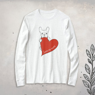 Cute French Bulldog with a Red Heart T-Shirt