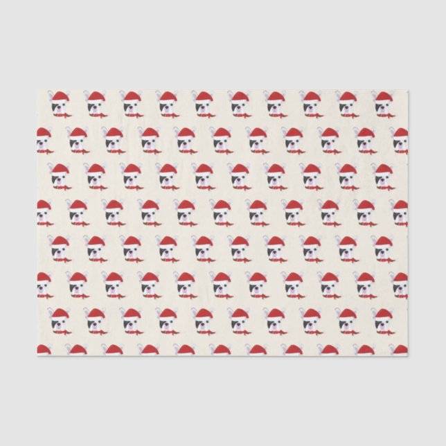 Cute French Bulldog with a Santa Hat - Christmas   Tissue Paper (Front)