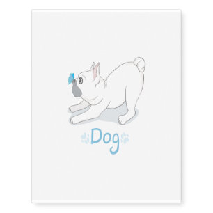 Cute French Bulldog With Butterfly Temporary Tattoos