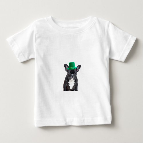 Cute French Bulldog with Hat St Patricks Day Baby T_Shirt