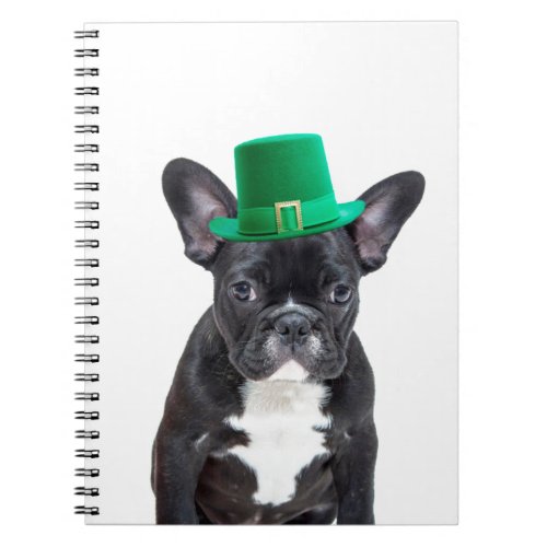 Cute French Bulldog with Hat St Patricks Day Notebook