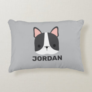 Cute French Bulldog with Personalized Name Accent Pillow