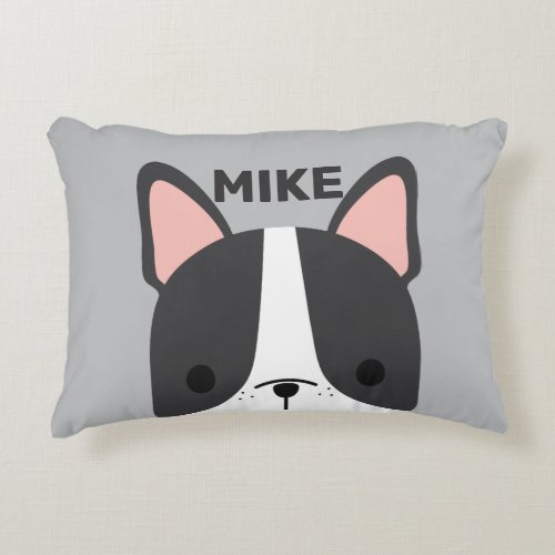 Cute French Bulldog with Personalized Name Accent Pillow