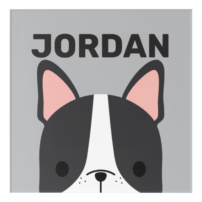 Cute French Bulldog with Personalized Name Acrylic Print (Front)