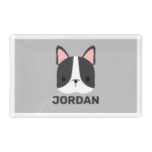Cute French Bulldog with Personalized Name Acrylic Tray