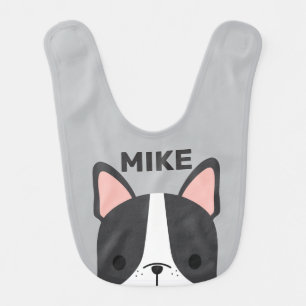 Cute French Bulldog with Personalized Name Baby Bib