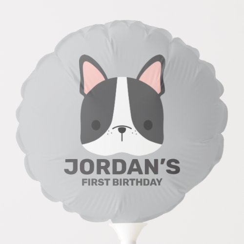 Cute French Bulldog with Personalized Name Balloon