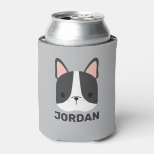 Cute French Bulldog with Personalized Name  Can Cooler