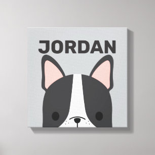 Cute French Bulldog with Personalized Name Canvas