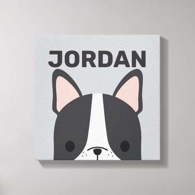 Cute French Bulldog with Personalized Name Canvas  (Front)