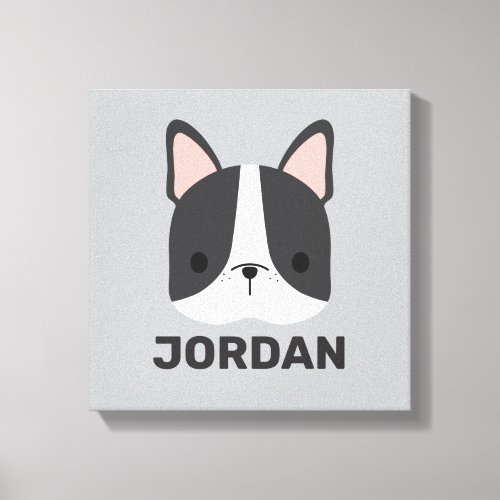 Cute French Bulldog with Personalized Name Canvas 