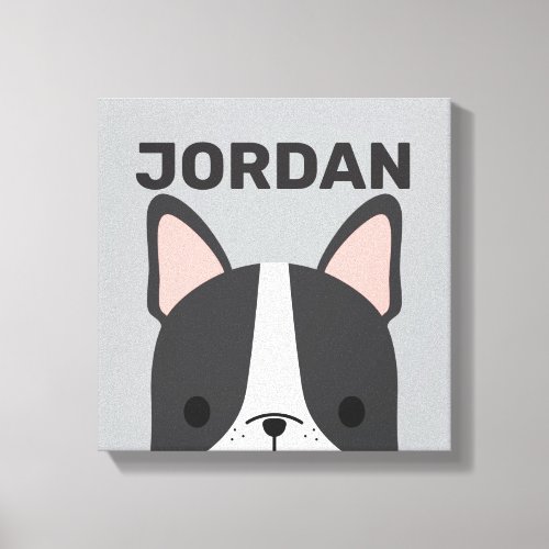 Cute French Bulldog with Personalized Name Canvas Print