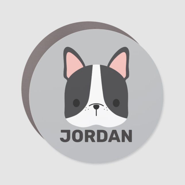 Cute French Bulldog with Personalized Name Car Magnet (Front)