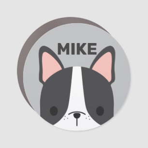 Cute French Bulldog with Personalized Name Car Magnet