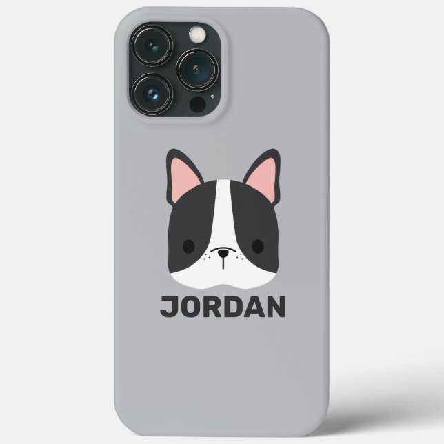 Cute French Bulldog with Personalized Name Case-Mate iPhone Case (Back)