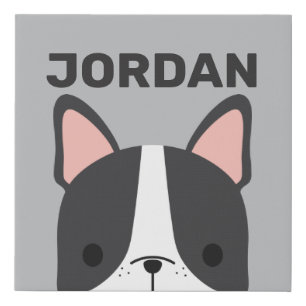 Cute French Bulldog with Personalized Name Faux Ca Canvas Print