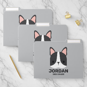 Cute French Bulldog with Personalized Name File Folder