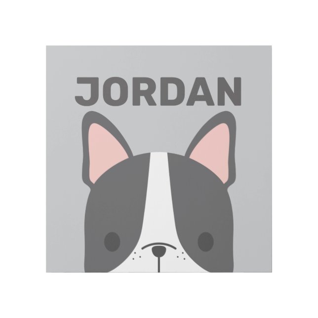 Cute French Bulldog with Personalized Name  Gallery Wrap (Front)