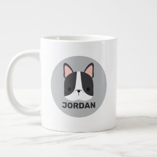 Cute French Bulldog with Personalized Name Giant Coffee Mug