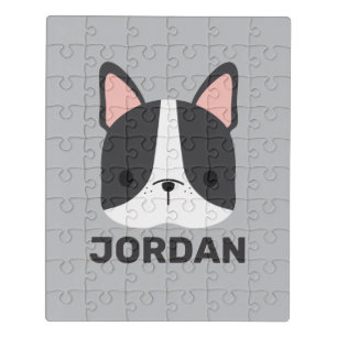 Cute French Bulldog with Personalized Name Jigsaw Puzzle