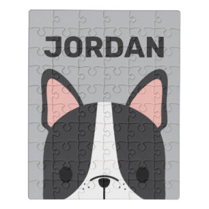 Cute French Bulldog with Personalized Name Jigsaw Puzzle