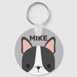 Cute French Bulldog with Personalized Name Keychain