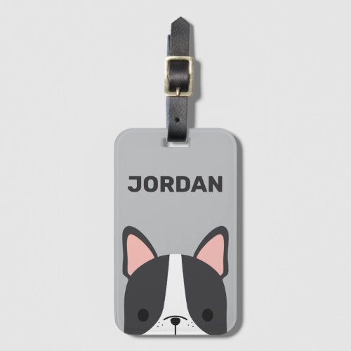 Cute French Bulldog with Personalized Name Luggage Tag
