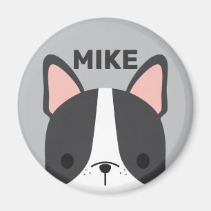 Cute French Bulldog with Personalized Name Magnet