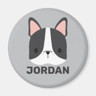 Cute French Bulldog with Personalized Name Magnet