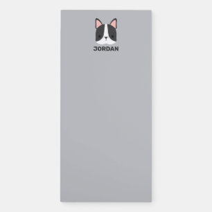 Cute French Bulldog with Personalized Name Magnetic Notepad