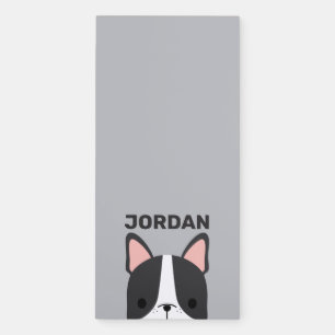 Cute French Bulldog with Personalized Name Magnetic Notepad