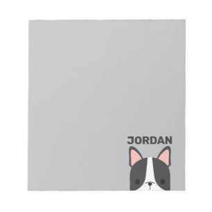 Cute French Bulldog with Personalized Name Notepad