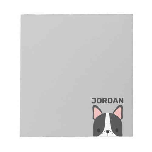 Cute French Bulldog with Personalized Name Notepad