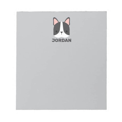 Cute French Bulldog with Personalized Name Notepad