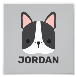Cute French Bulldog with Personalized Name Photo P Print
