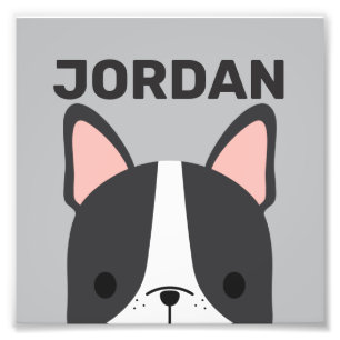 Cute French Bulldog with Personalized Name Photo P Print