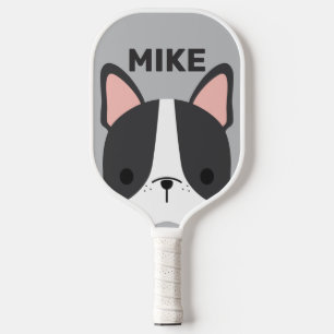 Cute French Bulldog with Personalized Name Pickleball Paddle